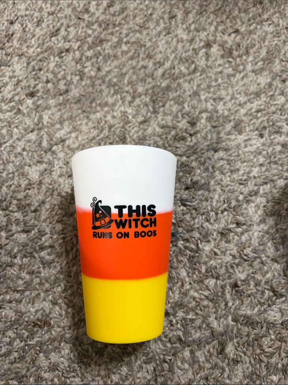 Candy Corn Themed Party Cup - White, Orange & Yellow Soft Silicone Pint 16oz